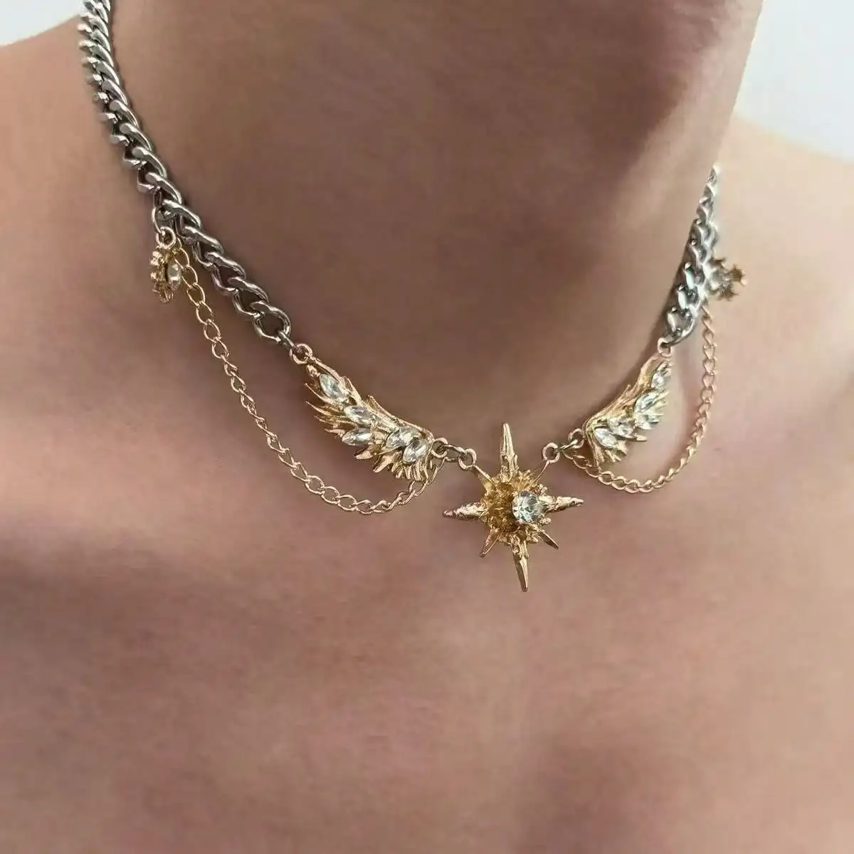 Gothic Punk Gold Color Wings S - đánh giá và giá Men Accessories Neck Chain